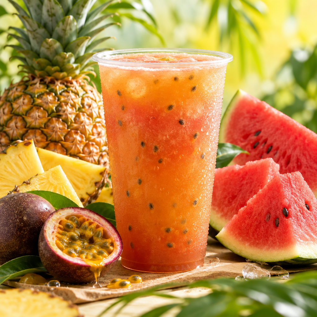 Jus personnalisé Kalua Ananas Punch à base de Ananas + Pastèque + Fruit de la passion